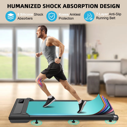 Walking Pad, 2 in 1 under Desk Treadmill with Remote Control、Led Display, 300 Lbs Portable Treadmill for Home/Office (Black)