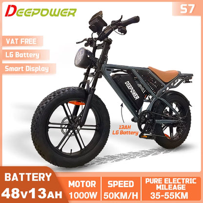 S7 Off-Road Electric Bike for 1000W Motor Adults Mountain Ebike with 48V 60AH LG Battery All-Terrain Motorcycle Style